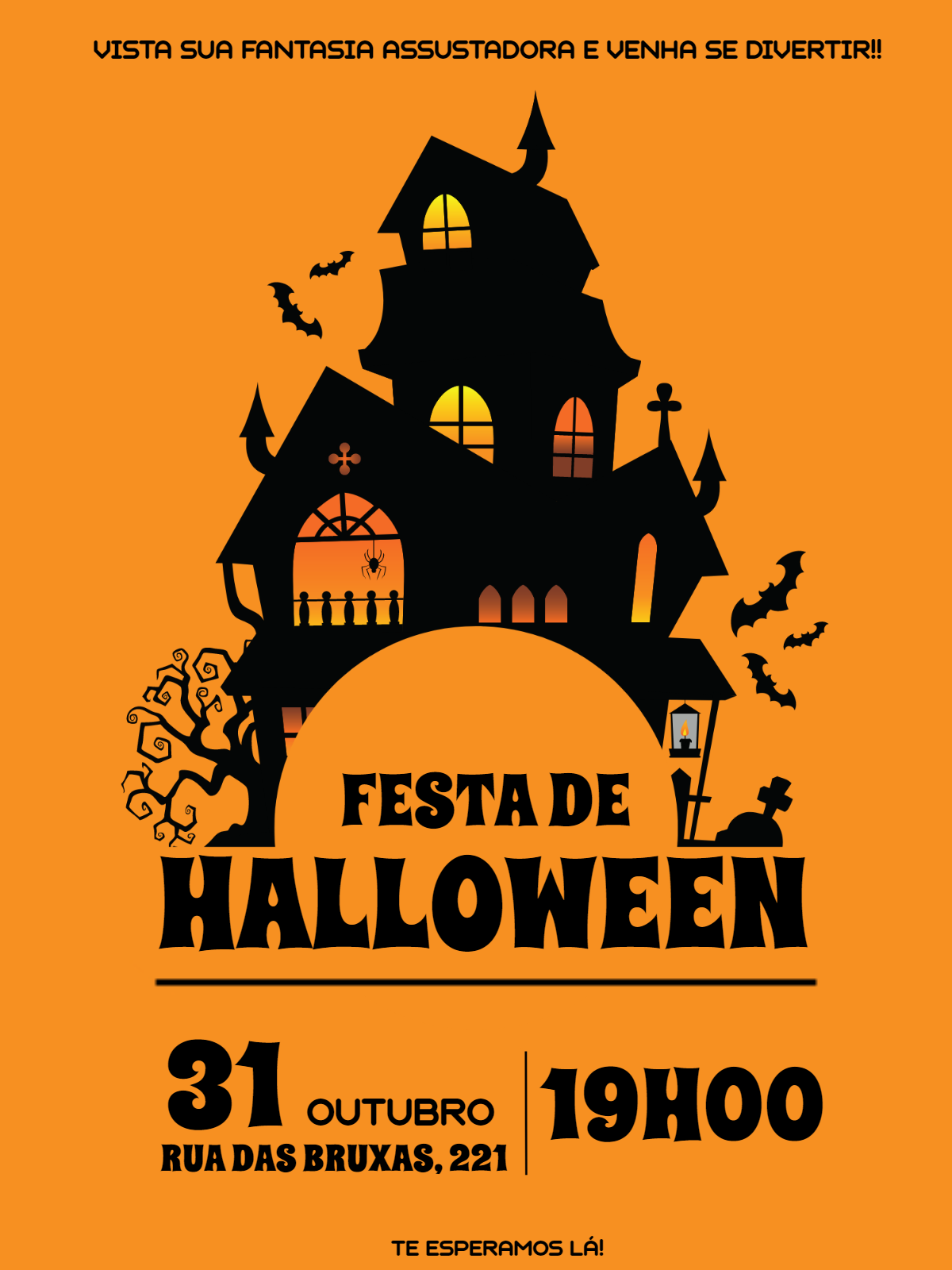 Convite de Halloween com Casa Mal-Assombrada para Editar Online Convite de Halloween com Casa Mal-Assombrada para Editar Online