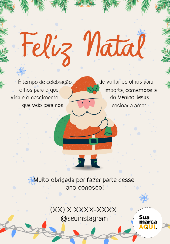 Cartão de Agradecimento de Natal com Papai Noel para Editar Cartão de Agradecimento de Natal com Papai Noel para Editar