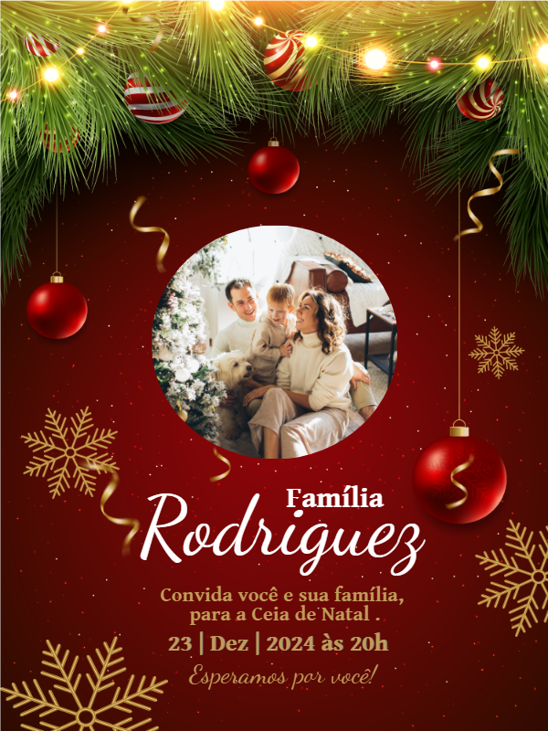 Convite de Natal com Foto Elegante para Editar Online Convite de Natal com Foto Elegante para Editar Online