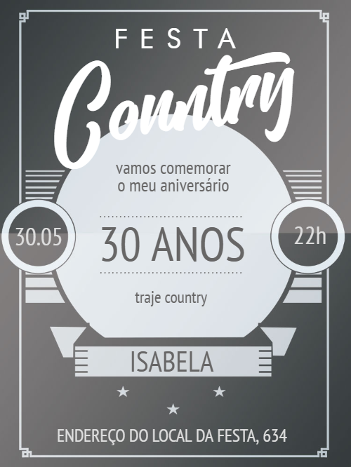 Convite de Aniversário Country Rústico para Editar Online Convite de Aniversário Country Rústico para Editar Online