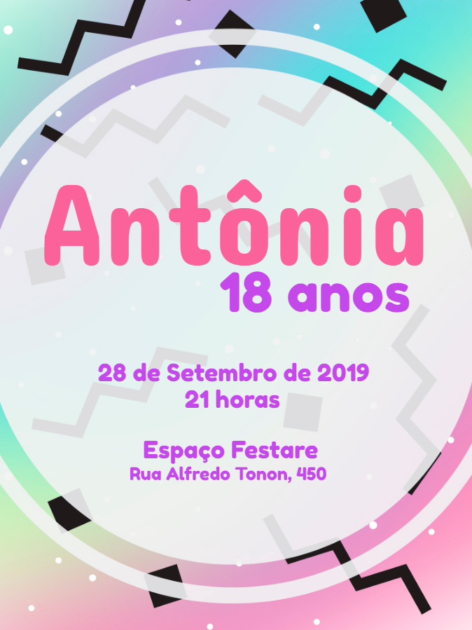 Convite de Aniversário Anos 80 Moderno para Editar Online