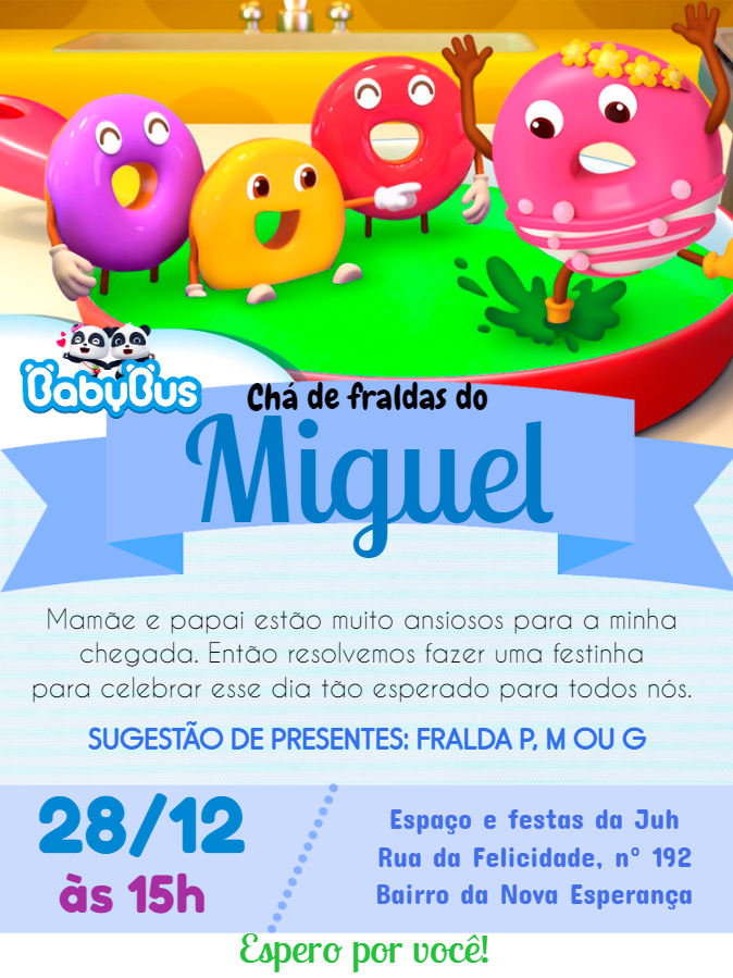 Convite Chá de Fraldas Donuts Coloridos para Editar Online Convite Chá de Fraldas Donuts Coloridos para Editar Online