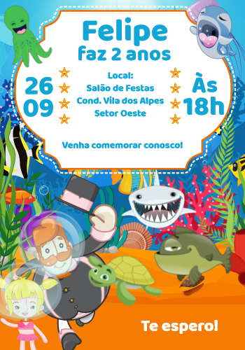 Convite Aniversário Mundo Bita Fundo do Mar para Editar Online Convite Aniversário Mundo Bita Fundo do Mar para Editar Online