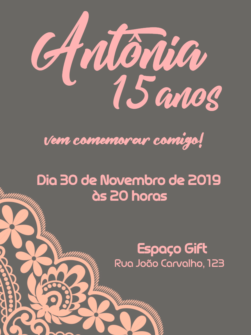 Convite de 15 Anos com Mandala Rosa para Editar Online