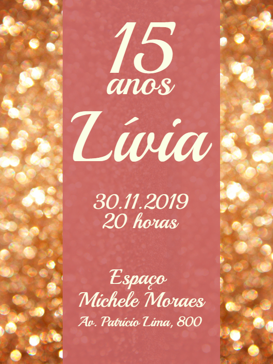 Convite 15 Anos Rosa e Dourado com Glitter para Editar Online Convite 15 Anos Rosa e Dourado com Glitter para Editar Online