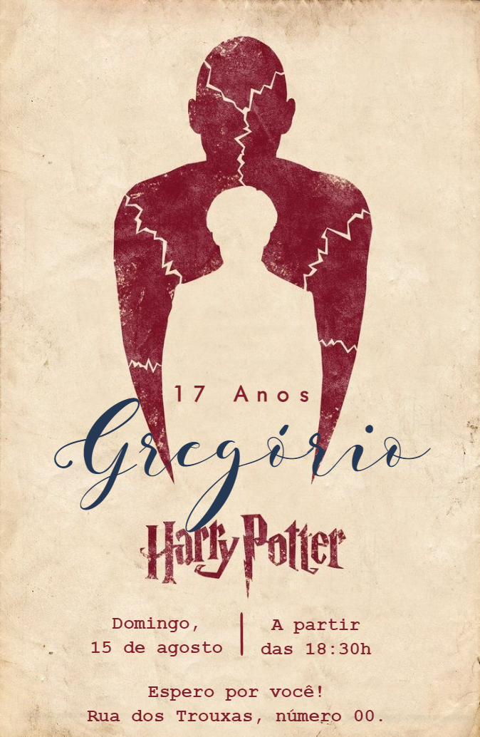Convite de Aniversário Harry Potter Horcrux para Editar Online