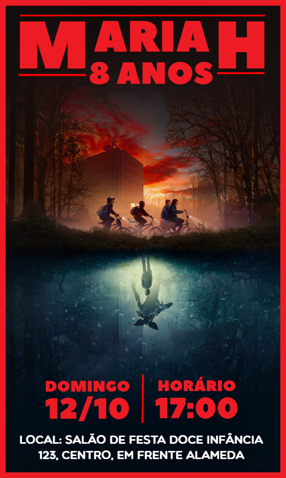 Convite Aniversário Stranger Things para Editar Online Convite Aniversário Stranger Things para Editar Online