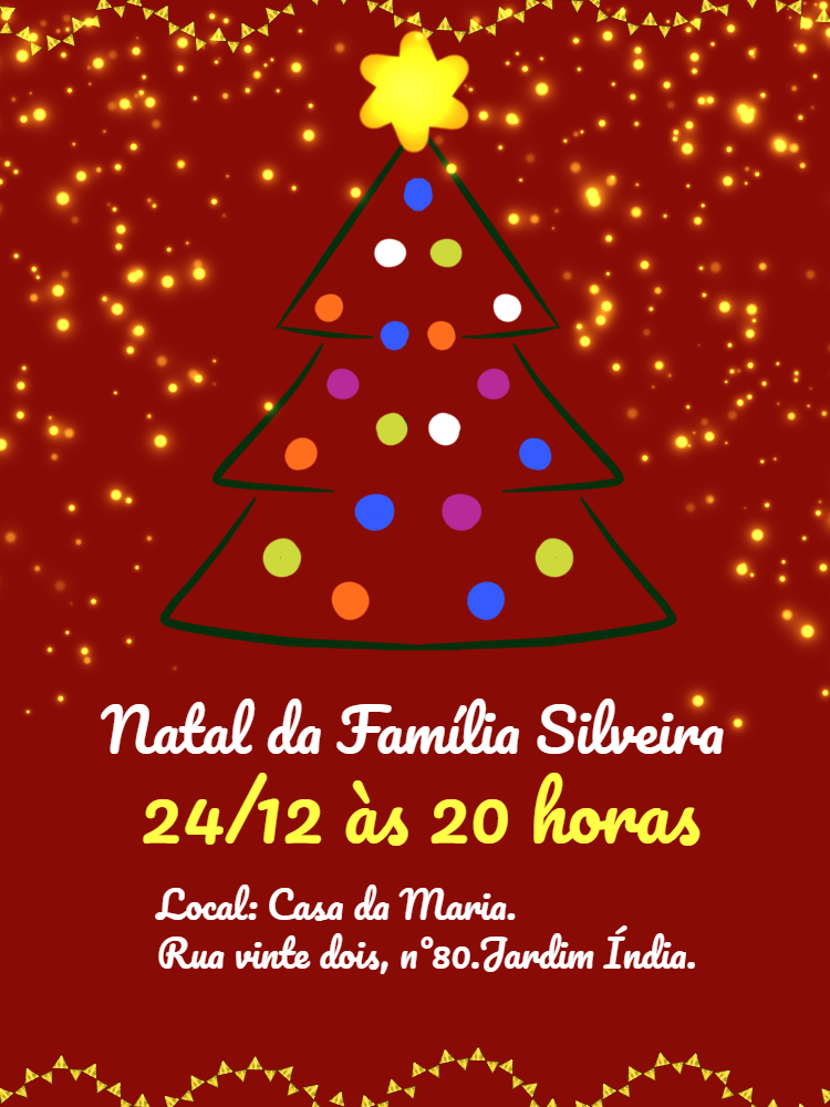 Convite de Natal com Árvore Decorada para Editar Online Convite de Natal com Árvore Decorada para Editar Online