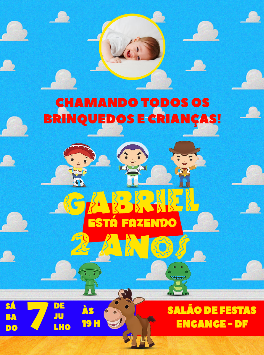 Convite de Aniversário Toy Story com Foto para Editar Online Convite de Aniversário Toy Story com Foto para Editar Online