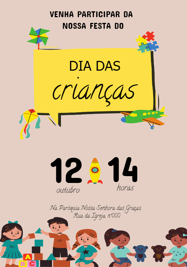 Convite Dia das Crianças com Brinquedos para Editar Online Convite Dia das Crianças com Brinquedos para Editar Online