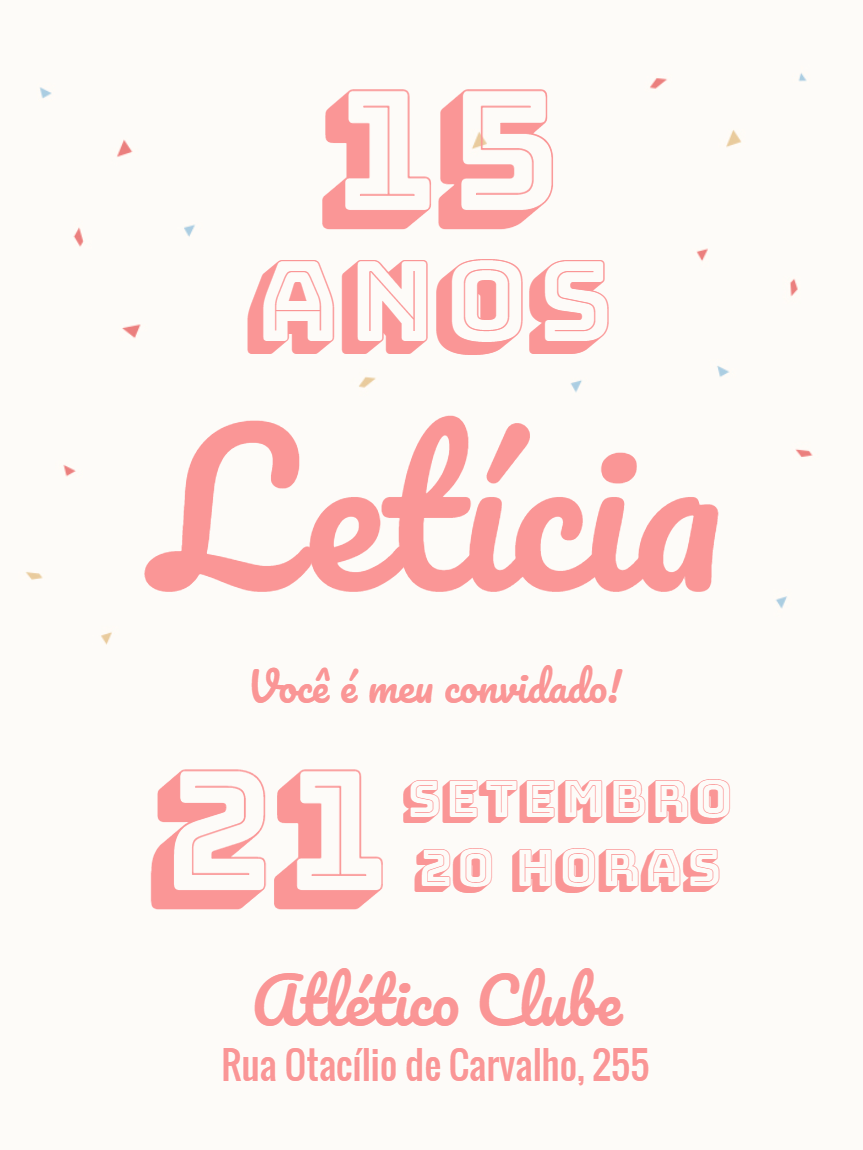 Convite 15 Anos Rosa Minimalista para Editar Online