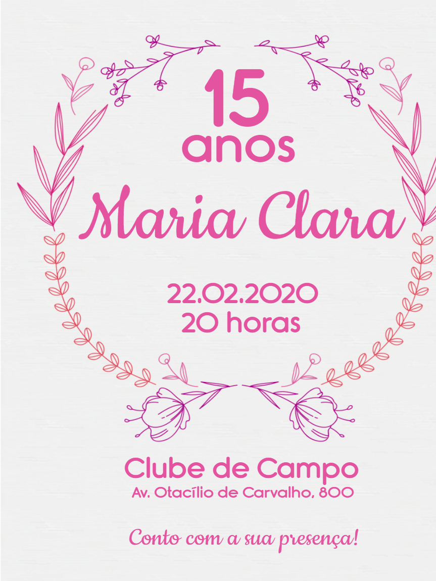 Convite de 15 Anos Floral Minimalista para Editar Online Convite de 15 Anos Floral Minimalista para Editar Online