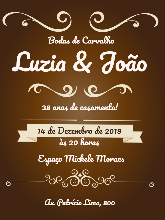 Convite Bodas de Carvalho Elegante para Editar Online Convite Bodas de Carvalho Elegante para Editar Online