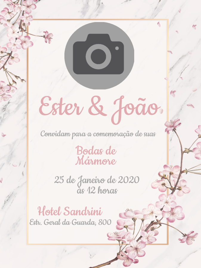 Convite Bodas de Mármore com Foto para Editar Online Convite Bodas de Mármore com Foto para Editar Online