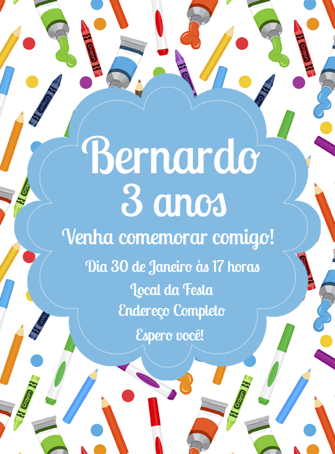 Convite de Aniversário Pintando o 7 para Editar Online Convite de Aniversário Pintando o 7 para Editar Online