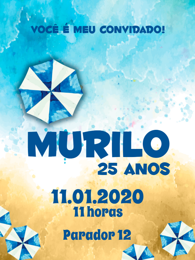 Convite de Aniversário Praia Editável para Enviar Online Convite de Aniversário Praia Editável para Enviar Online