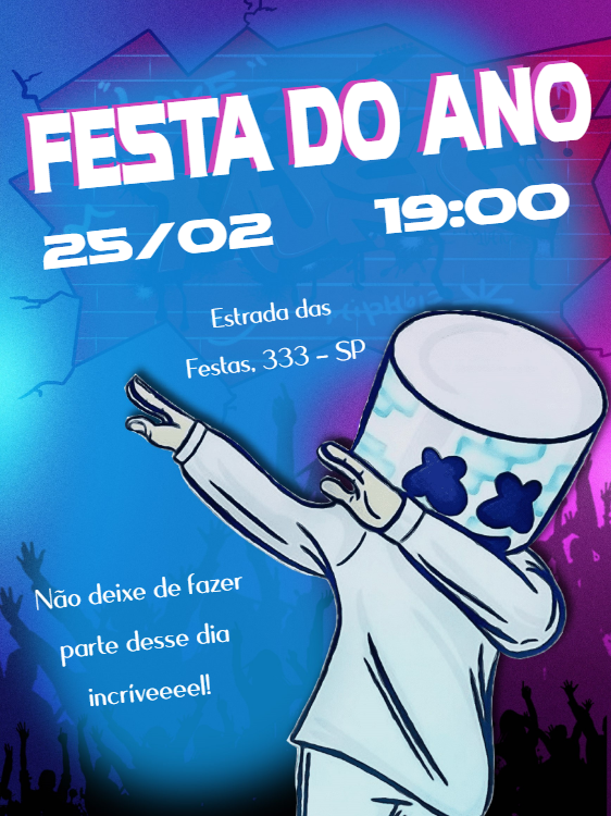 Convite de Aniversário DJ Marshmallow para Editar Online Convite de Aniversário DJ Marshmallow para Editar Online