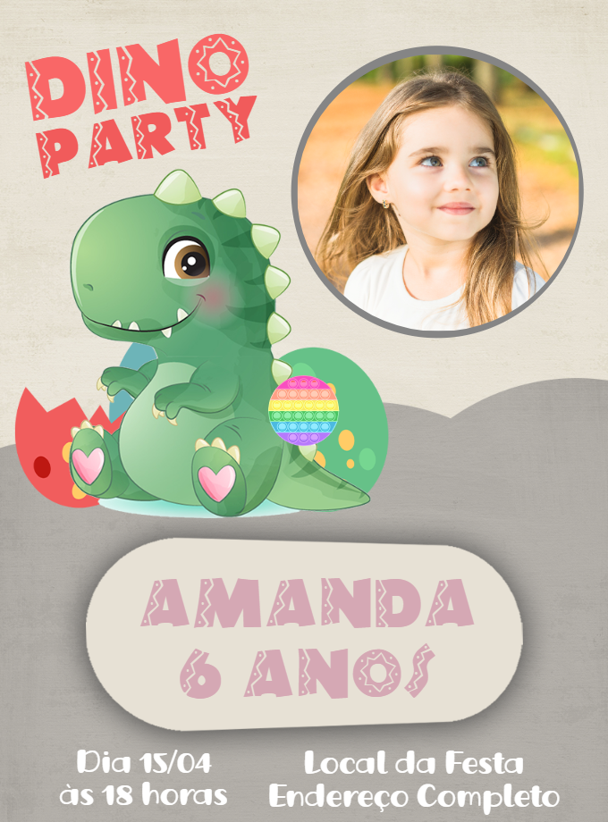 Convite Aniversário Dinossauro com Foto para Editar Online Convite Aniversário Dinossauro com Foto para Editar Online