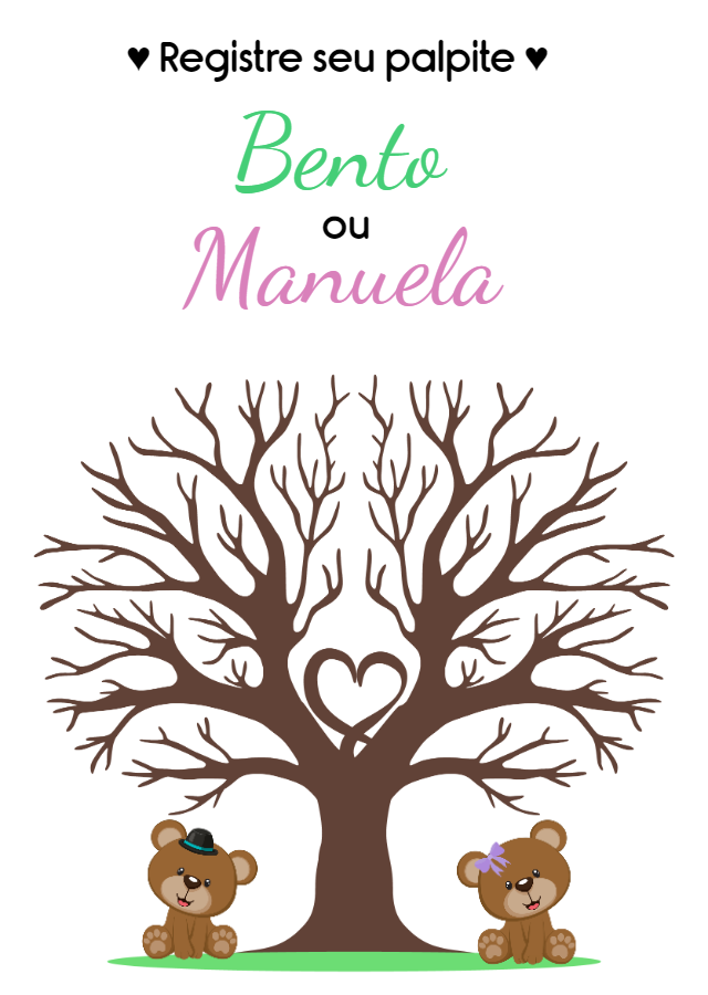 Árvore de Digitais Chá Revelação Ursinhos para Editar Online Árvore de Digitais Chá Revelação Ursinhos para Editar Online