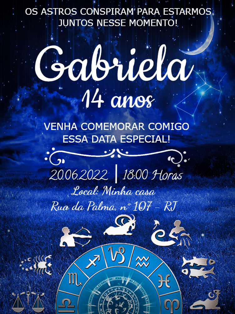 Convite de Aniversário Signos do Zodíaco para Editar Online Convite de Aniversário Signos do Zodíaco para Editar Online