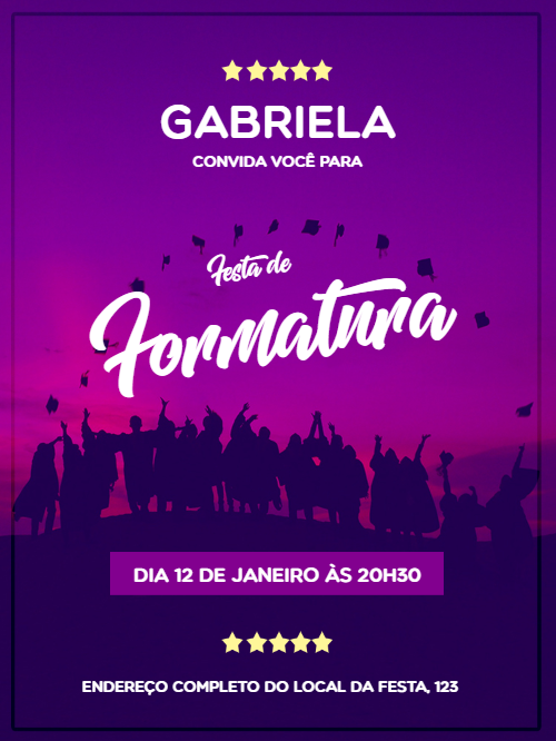 Convite de Formatura Moderno e Elegante para Editar Online Convite de Formatura Moderno e Elegante para Editar Online