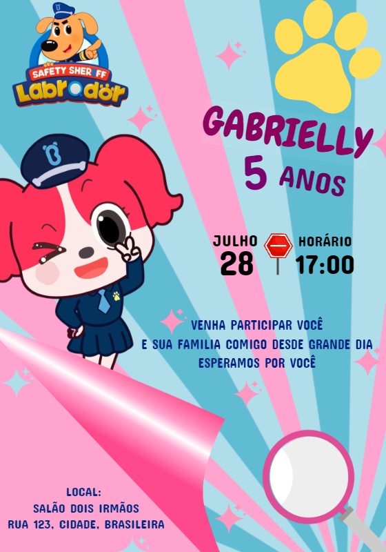 Convite Aniversário Detetive Cachorrinha para Editar Online Convite Aniversário Detetive Cachorrinha para Editar Online