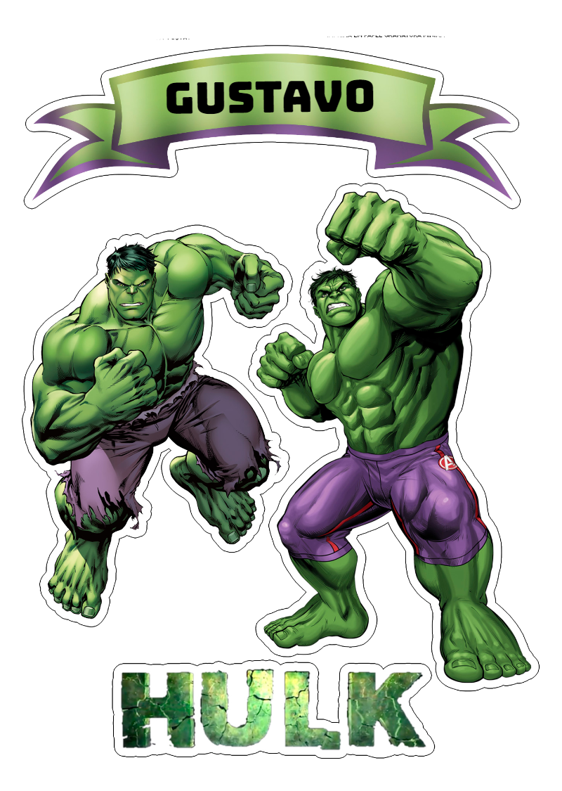 Topo de Bolo Hulk para Aniversário para Editar e Imprimir Topo de Bolo Hulk para Aniversário para Editar e Imprimir