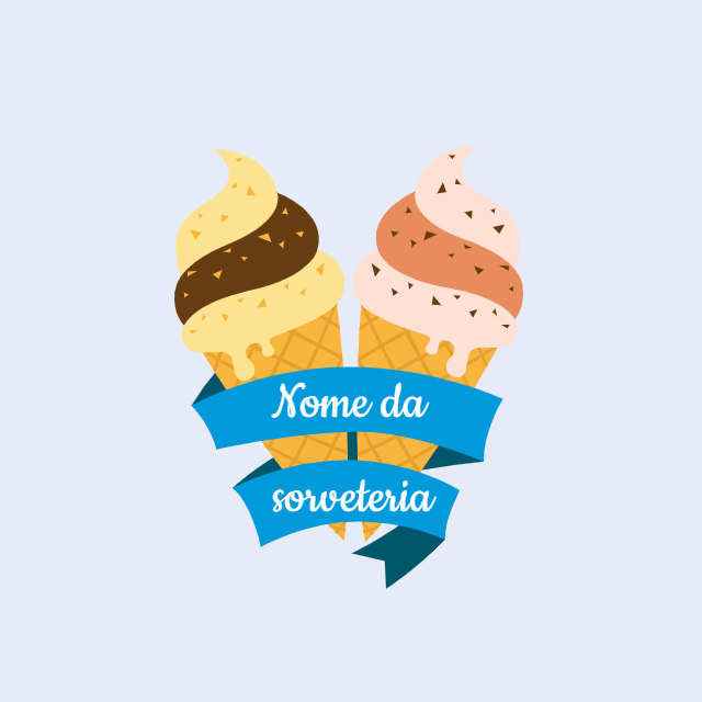 Logo Editável para Sorveteria com Casquinhas de Sorvete Logo Editável para Sorveteria com Casquinhas de Sorvete
