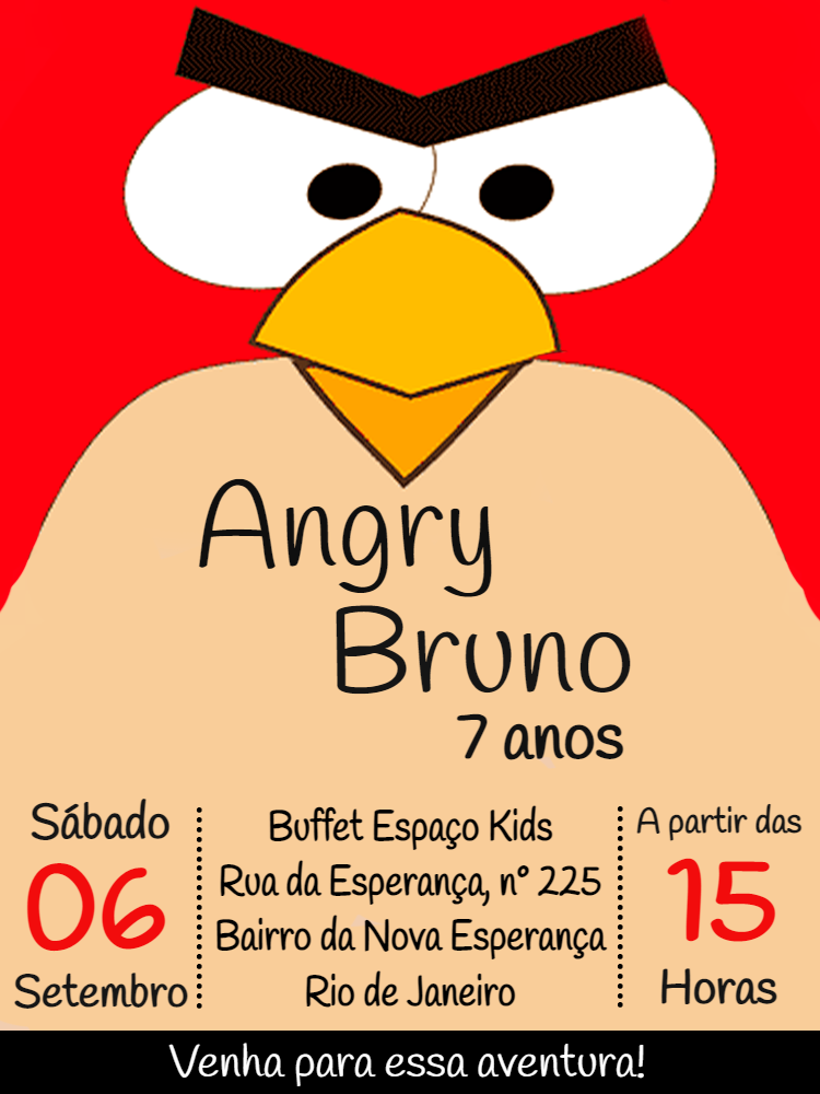 Convite de Aniversário Angry Birds para Editar Online Convite de Aniversário Angry Birds para Editar Online