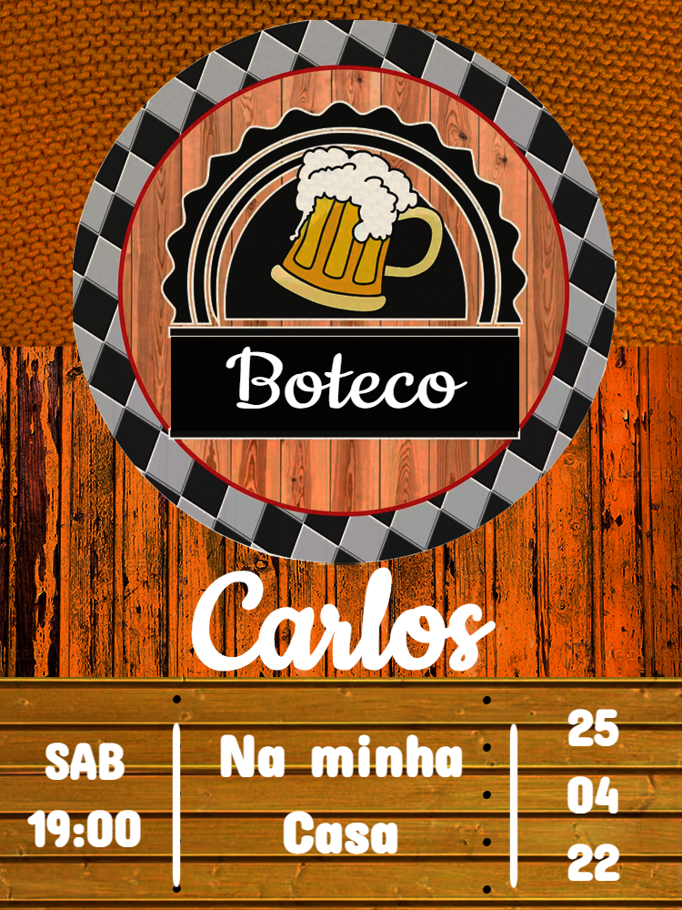 Convite de Aniversário Boteco Bar para Editar Online Convite de Aniversário Boteco Bar para Editar Online