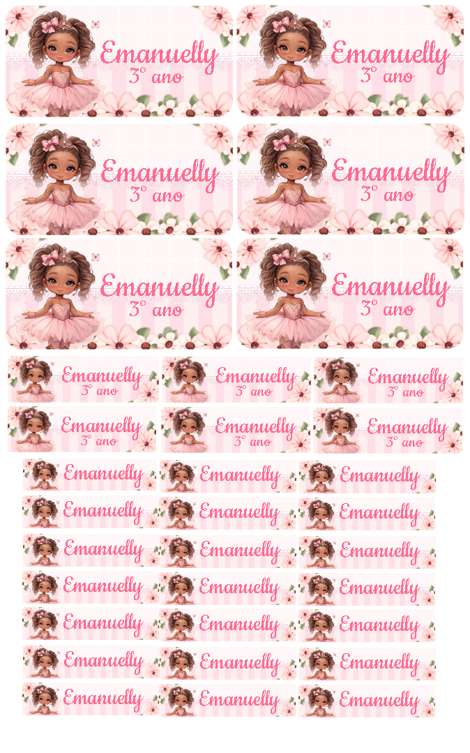 Etiqueta Escolar Bailarina Morena para Editar e Imprimir Etiqueta Escolar Bailarina Morena para Editar e Imprimir