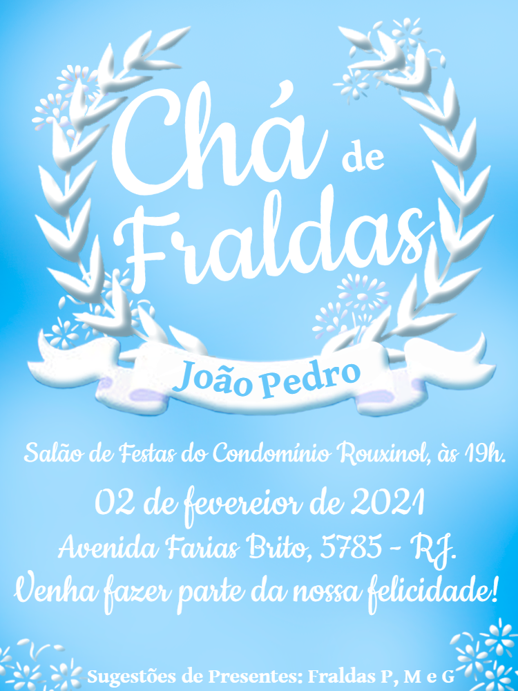 Convite Chá de Fraldas Menino Louros para Editar Online Convite Chá de Fraldas Menino Louros para Editar Online