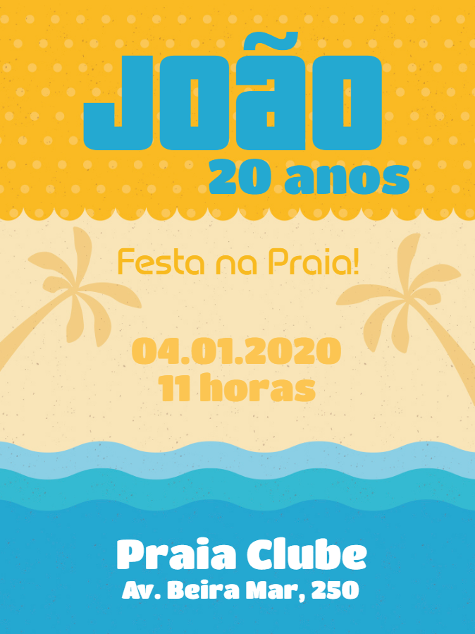 Convite de Aniversário Tema Praia Editável Online Convite de Aniversário Tema Praia Editável Online