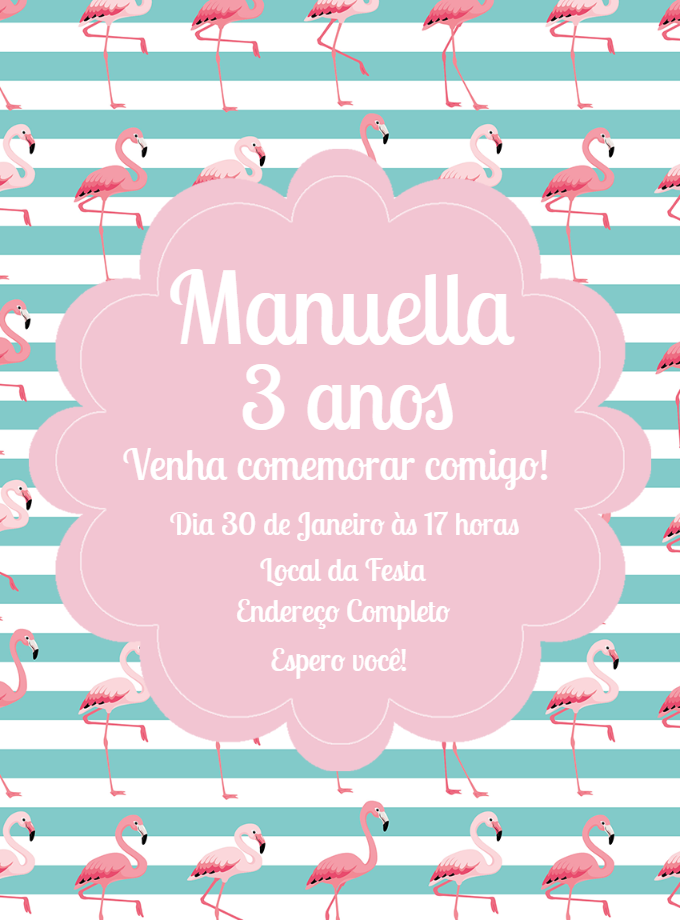 Convite de Aniversário Flamingos para Editar Online Convite de Aniversário Flamingos para Editar Online