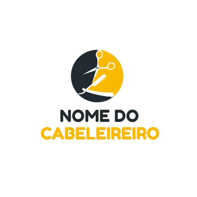 Logo Editável para Cabeleireiro com Tesoura e Navalha Logo Editável para Cabeleireiro com Tesoura e Navalha