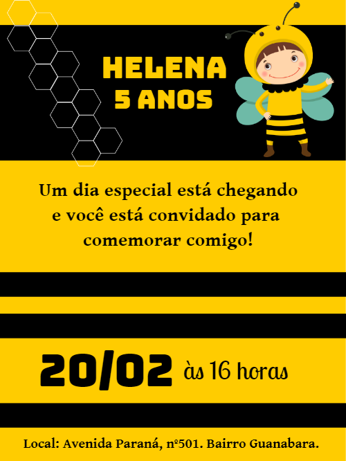 Convite de Aniversário Abelhinha para Editar Online Convite de Aniversário Abelhinha para Editar Online