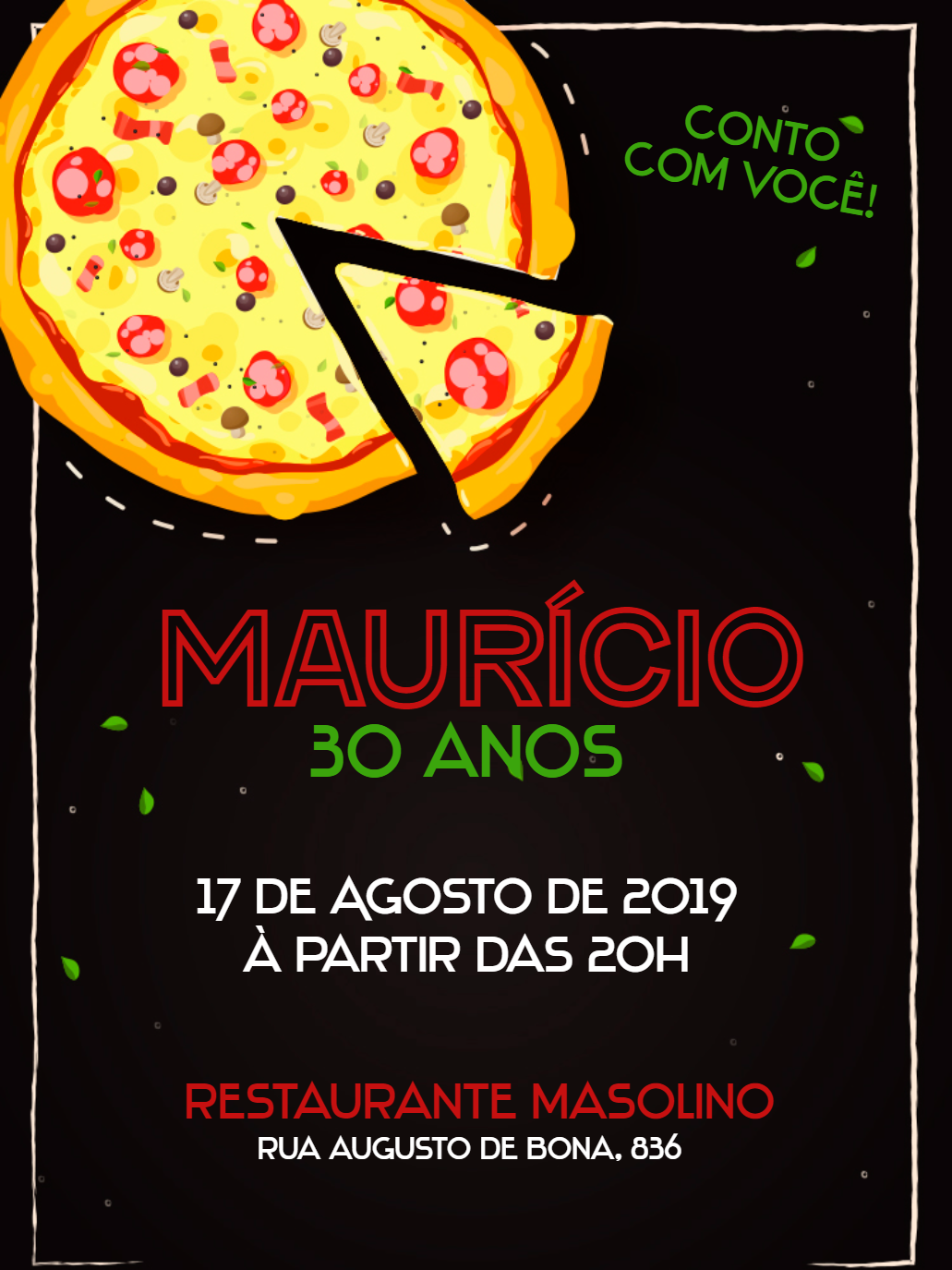 Convite de Aniversário Pizzaria para Editar Online Convite de Aniversário Pizzaria para Editar Online