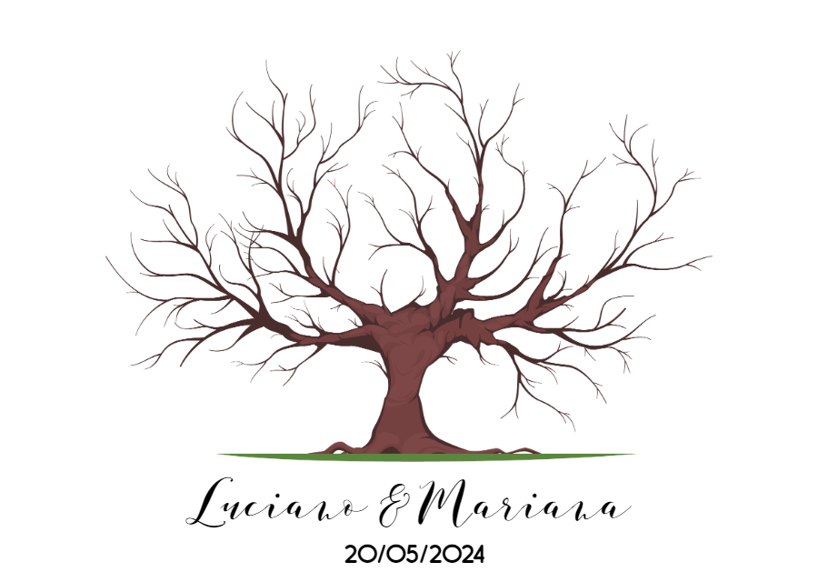 Quadro Árvore de Digitais para Casamento para Editar Quadro Árvore de Digitais para Casamento para Editar