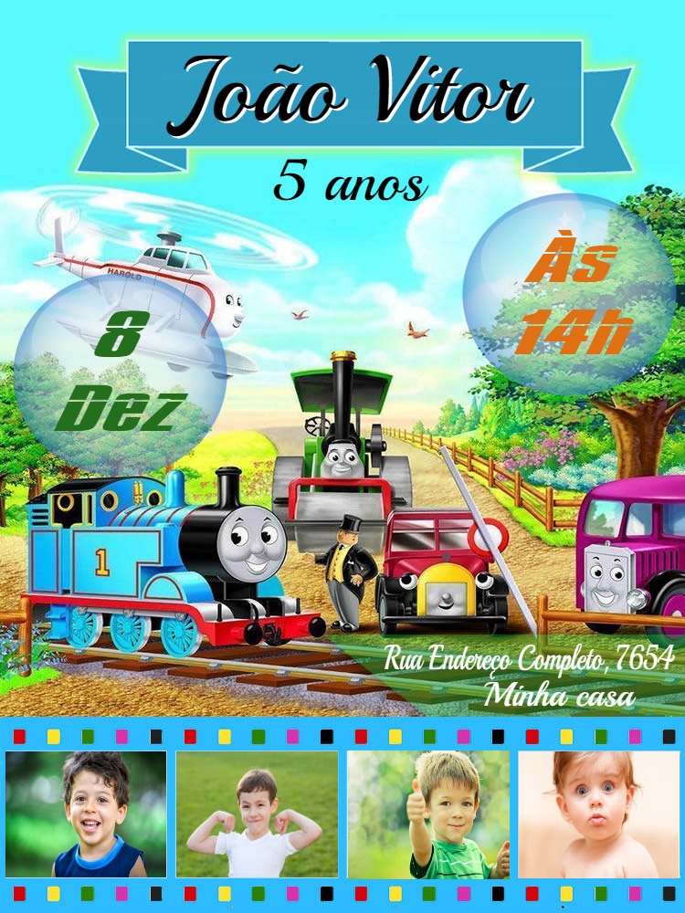 Convite de Aniversário Thomas e Seus Amigos para Editar Online Convite de Aniversário Thomas e Seus Amigos para Editar Online
