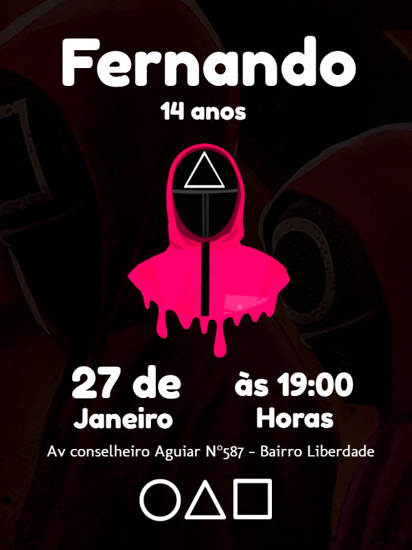 Convite de Aniversário Round 6 com Símbolos para Editar Online Convite de Aniversário Round 6 com Símbolos para Editar Online