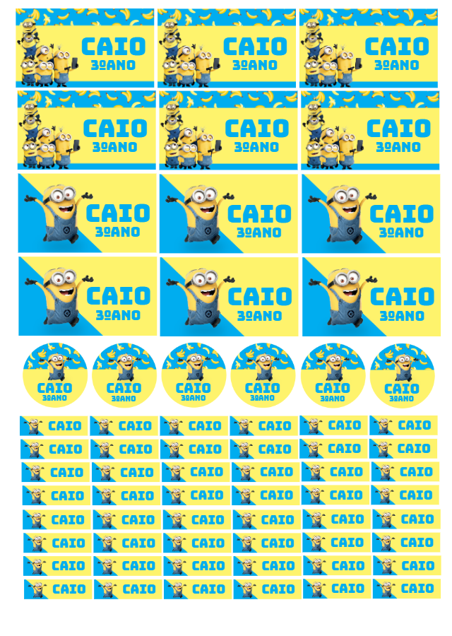Etiqueta Escolar Minions com Personagens para Editar Online Etiqueta Escolar Minions com Personagens para Editar Online