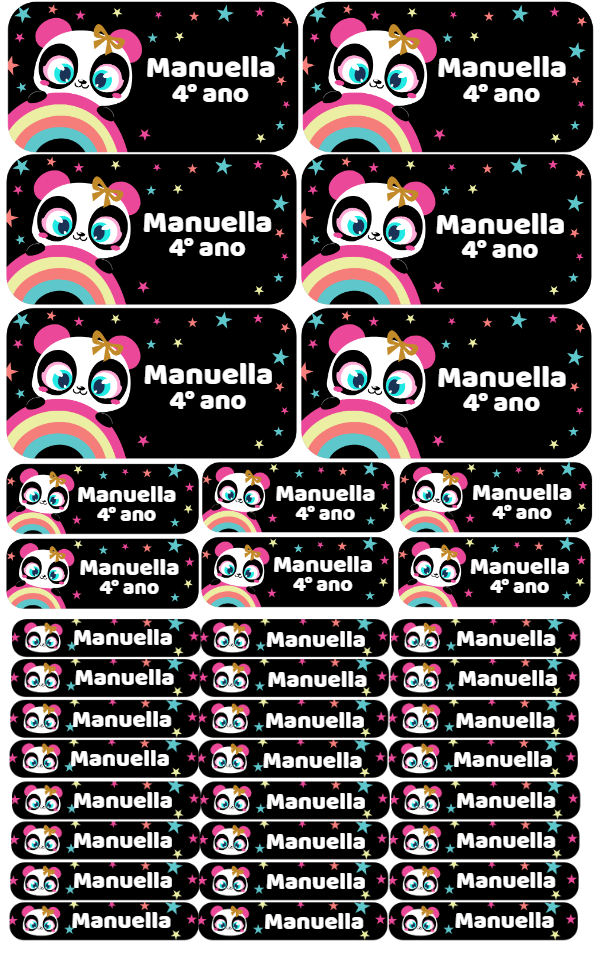 Etiqueta Escolar Tema Panda Fofo para Editar Online Etiqueta Escolar Tema Panda Fofo para Editar Online