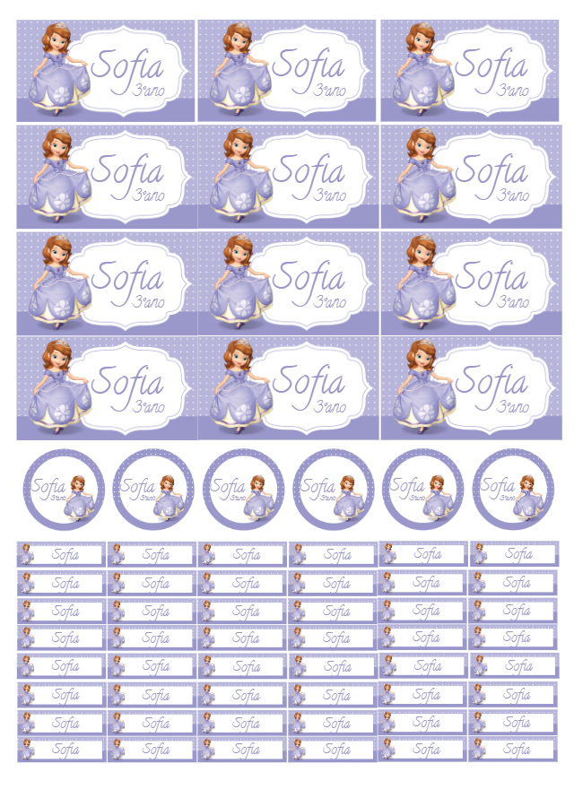 Etiqueta Escolar Princesa Sofia para Editar e Imprimir Online Etiqueta Escolar Princesa Sofia para Editar e Imprimir Online