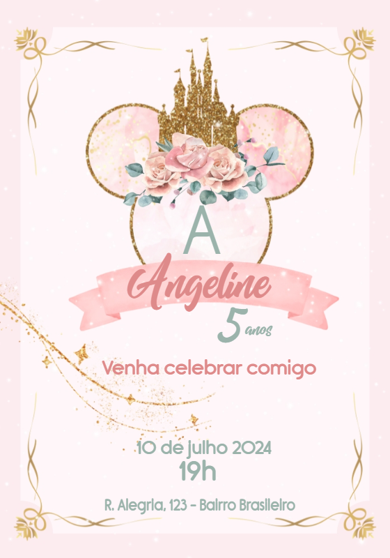 Convite Aniversário Minnie Princesa Castelo para Editar Online Convite Aniversário Minnie Princesa Castelo para Editar Online