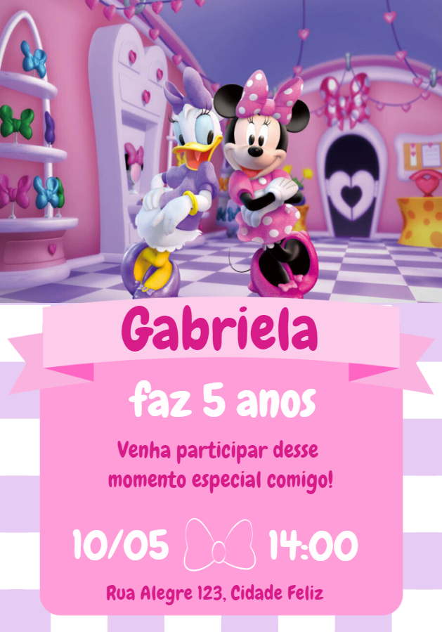 Convite Aniversário Minnie Loja de Laços para Editar Online Convite Aniversário Minnie Loja de Laços para Editar Online