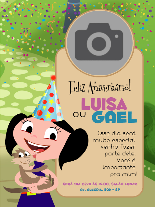 Convite de Aniversário Show da Luna com Foto para Editar Online Convite de Aniversário Show da Luna com Foto para Editar Online