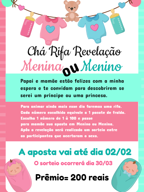 Convite Chá Rifa Revelação Ursinhos para Editar Online Convite Chá Rifa Revelação Ursinhos para Editar Online