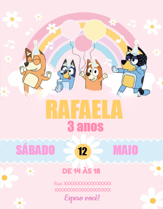 Convite Aniversário Bluey e Bingo para Editar Online Convite Aniversário Bluey e Bingo para Editar Online