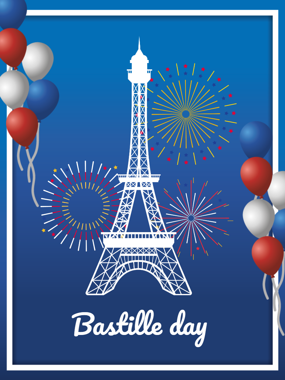 Post Dia da Bastilha com Torre Eiffel para Editar Online Post Dia da Bastilha com Torre Eiffel para Editar Online