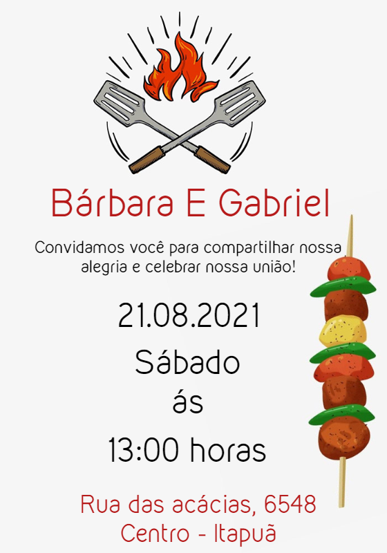 Convite de Casamento Churrasco para Editar e Imprimir Convite de Casamento Churrasco para Editar e Imprimir